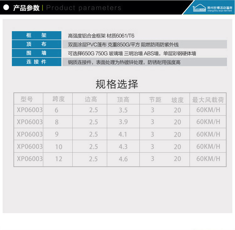 小跨度人字形篷房